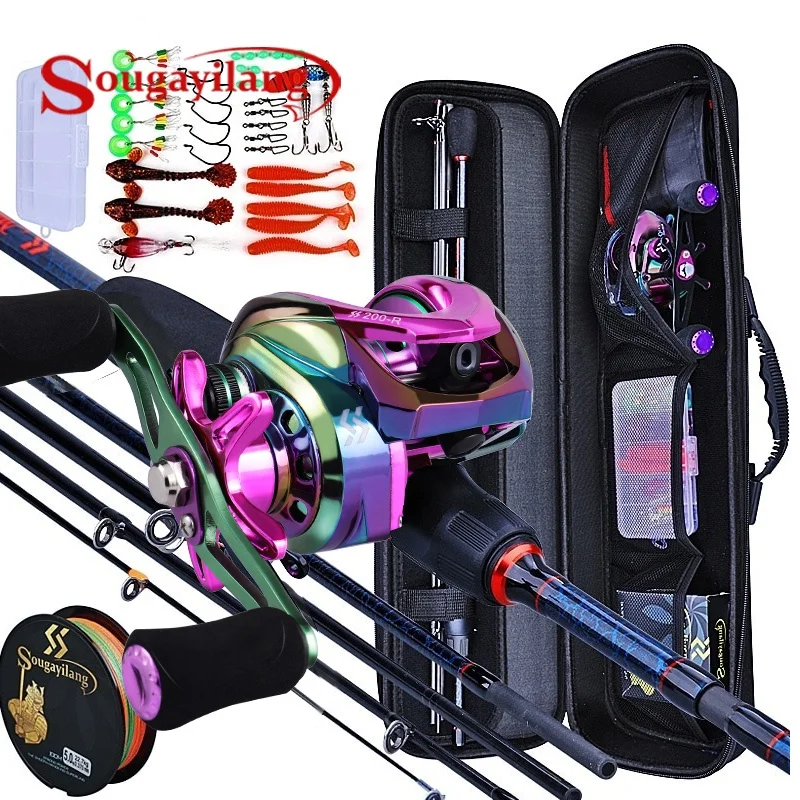 Fishing Rod Combo - Sougayilang 釣り竿とリール 5 セクション カーボンロッド ベイトキャスティング