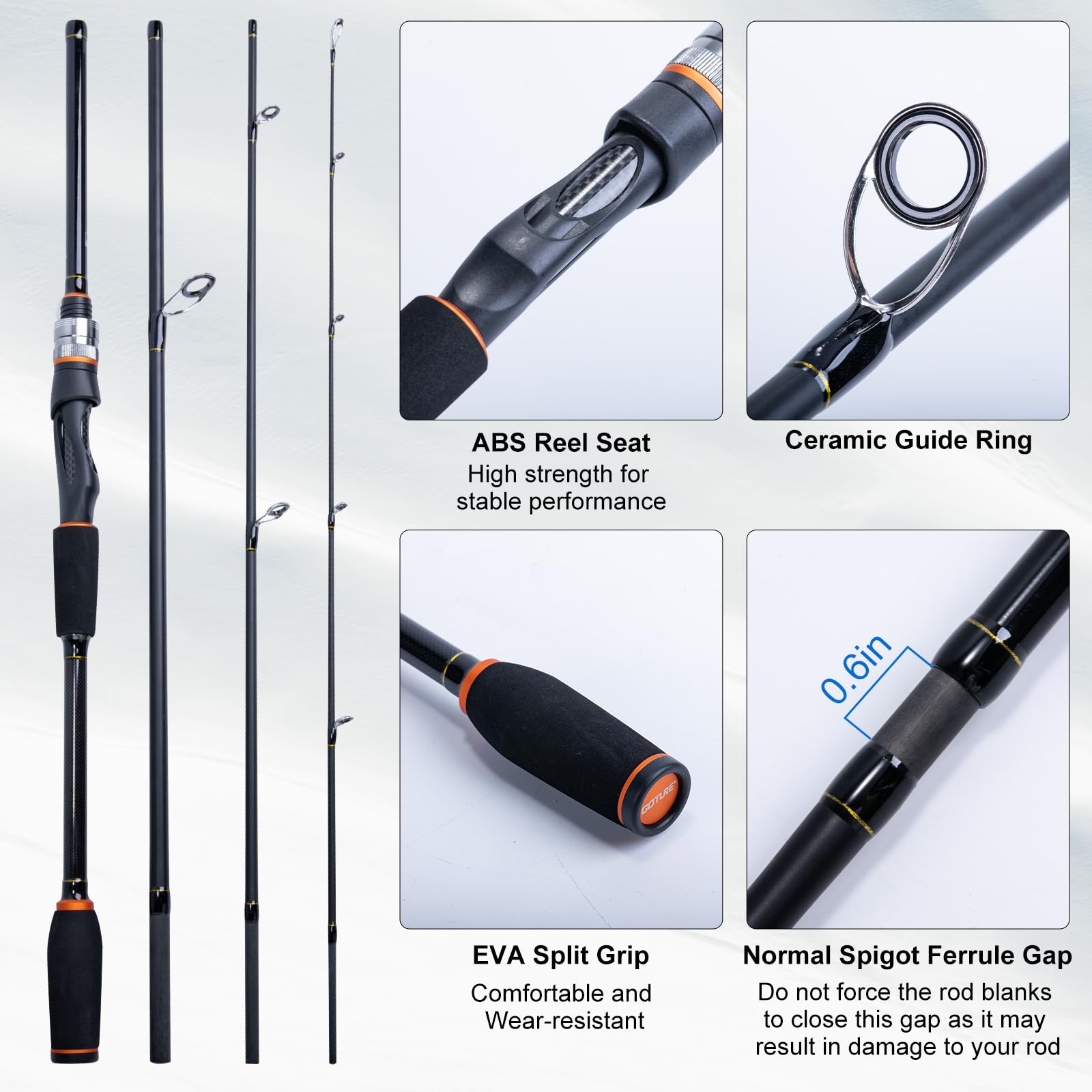 Goture ポータブルスピニング釣り竿とリールコンボ、トラ - Fishing Rod Spinning のレビューと価格