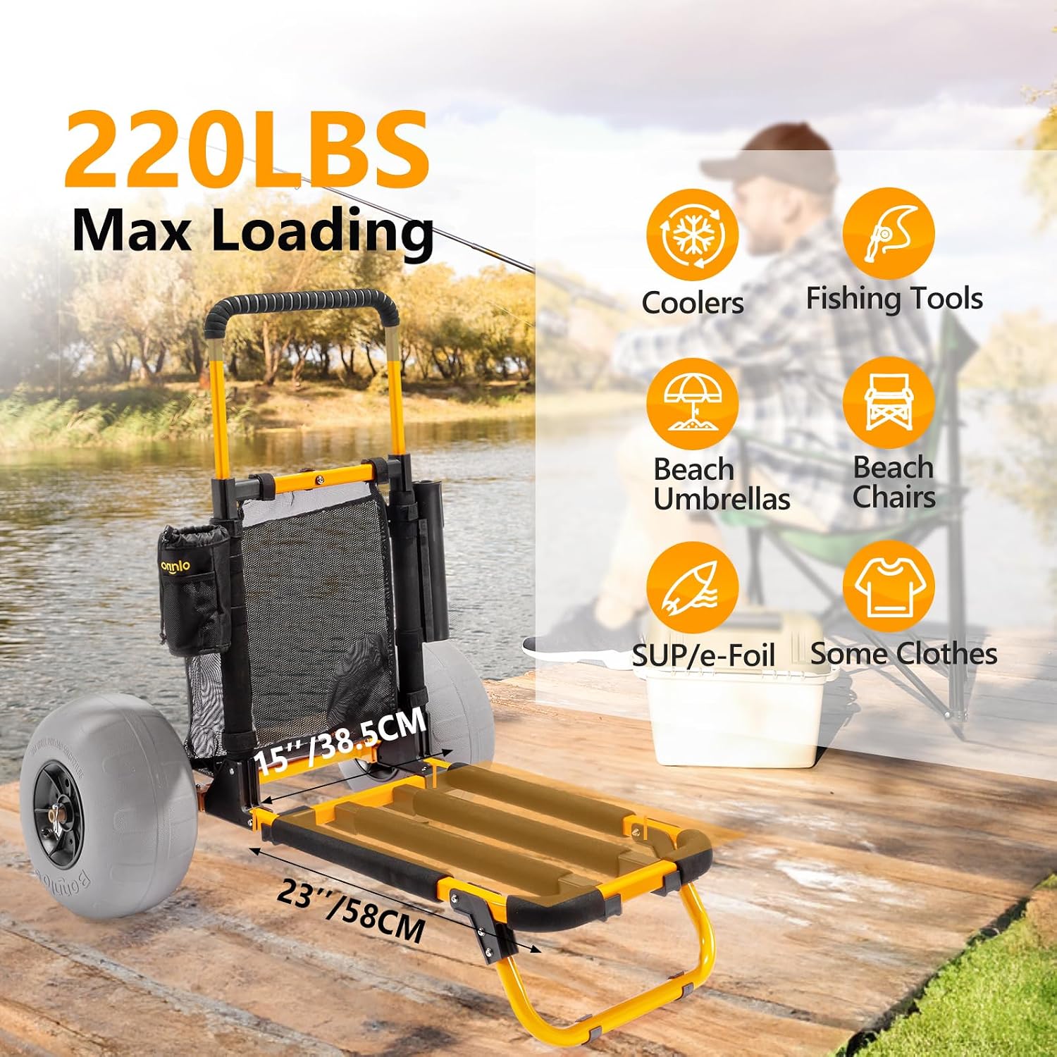 ボンロービーチフィッシングカート、12インチ大型バルーンホイ - Fishing Rod Holder のレビューと価格