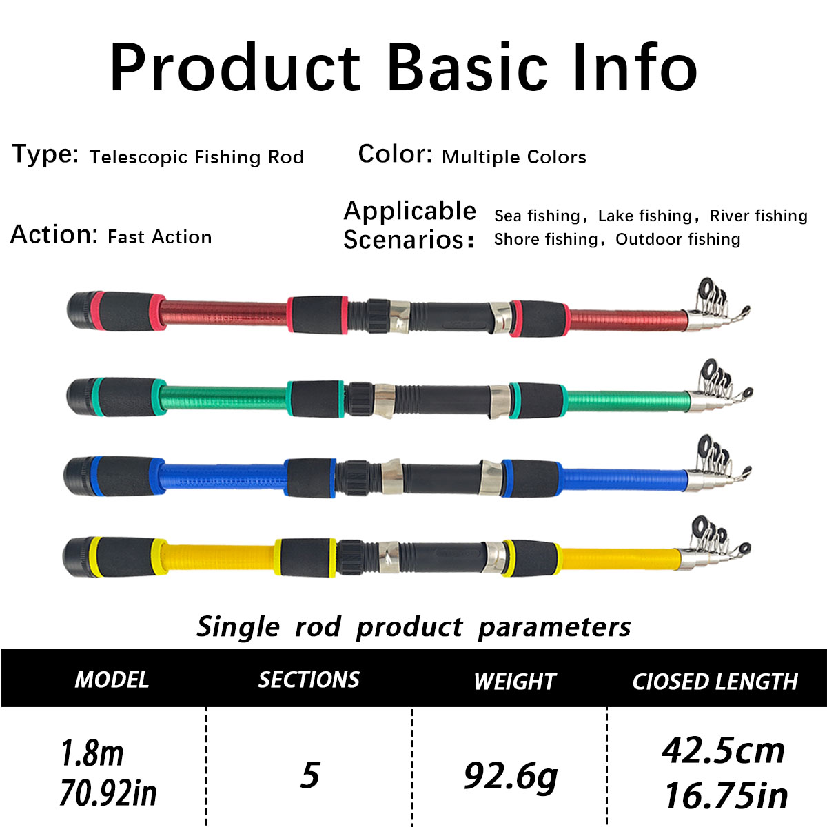 ミニ伸縮式海釣り竿コンボ、スピニングリール付き、EVA滑り止 - Fishing Rod Spinning のレビューと価格
